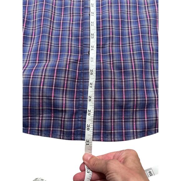Robert Graham Plaid Classic Fit Blue Pink Cotton Long Sleeve Shirt, XL - Picture 5 of 10